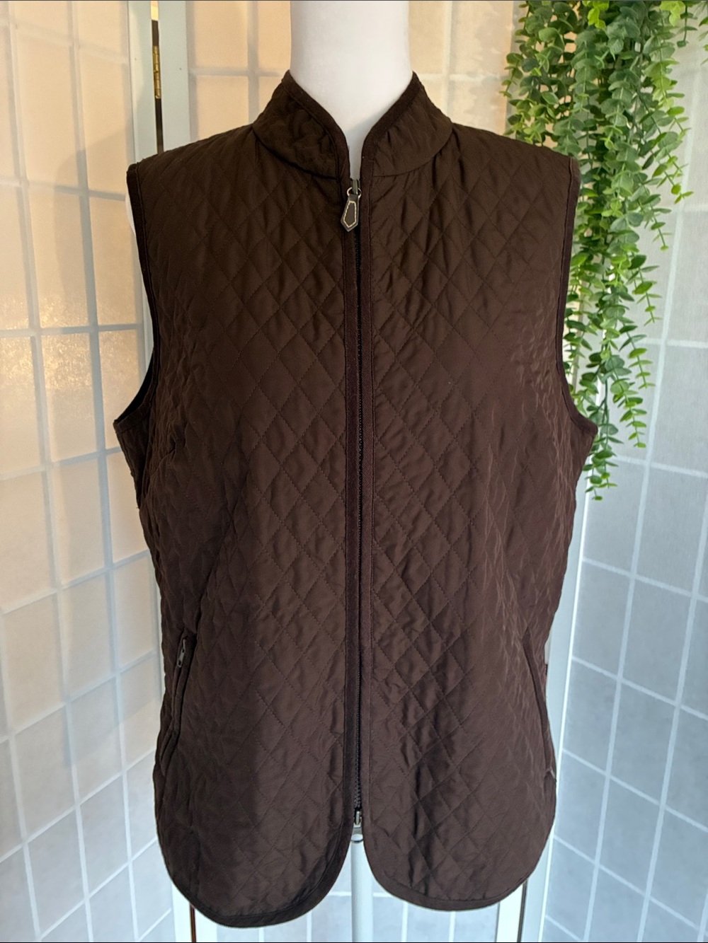 Talbots Quilted Brown Sleeveless Vest